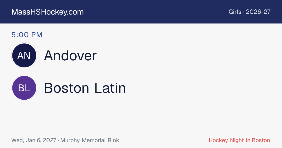 Andover at Boston Latin score card