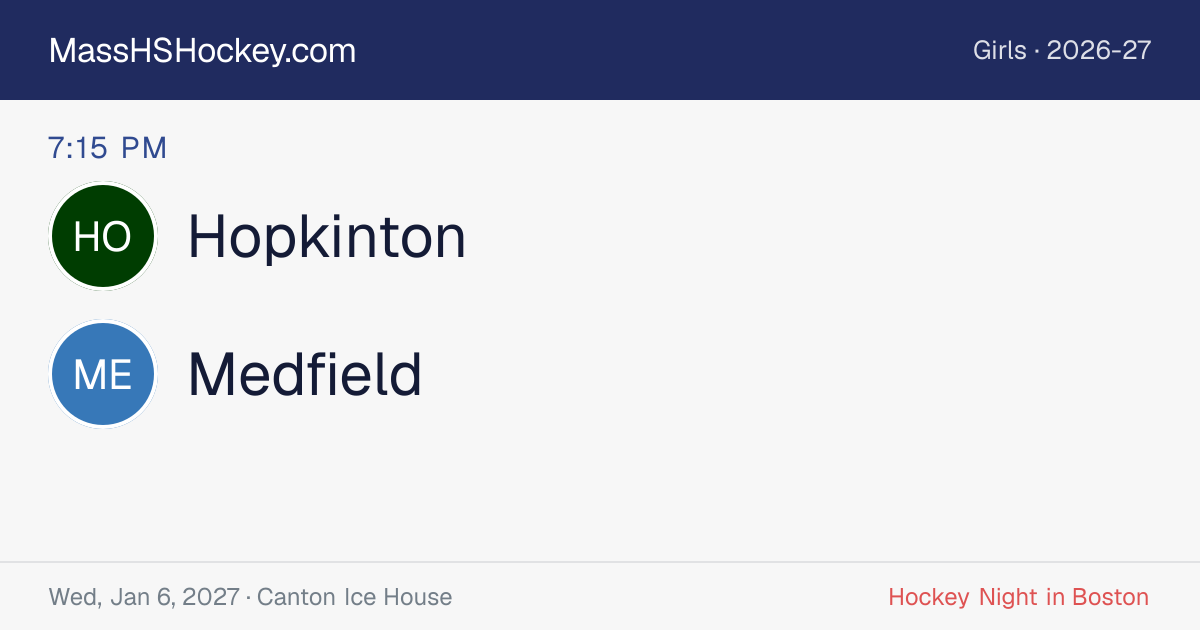 Hopkinton at Medfield score card