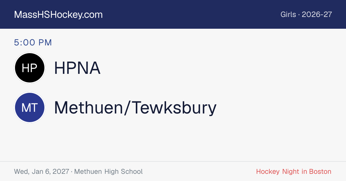 HPNA at Methuen/Tewksbury score card
