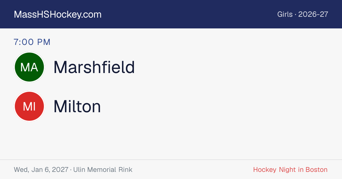 Marshfield at Milton score card