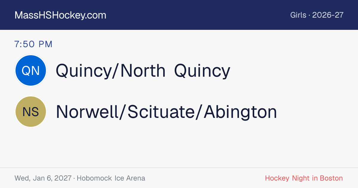 Quincy/North Quincy at Norwell/Scituate/Abington score card