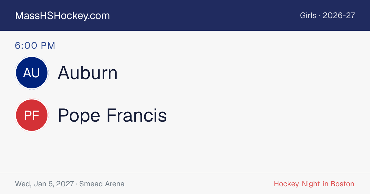 Auburn at Pope Francis score card