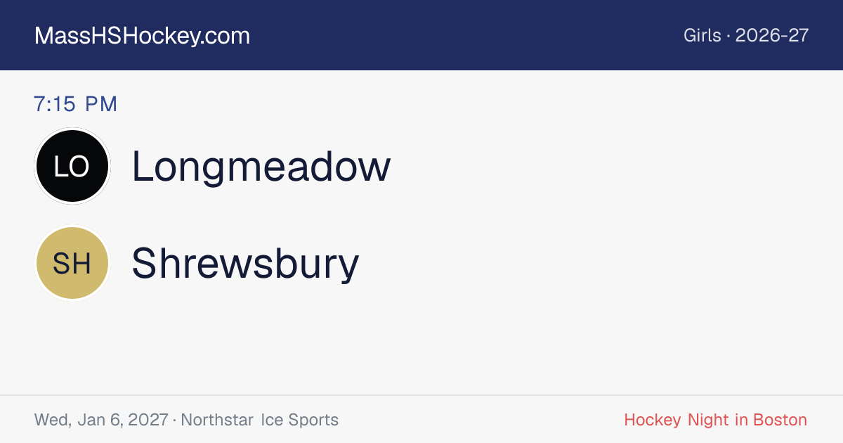 Longmeadow at Shrewsbury score card