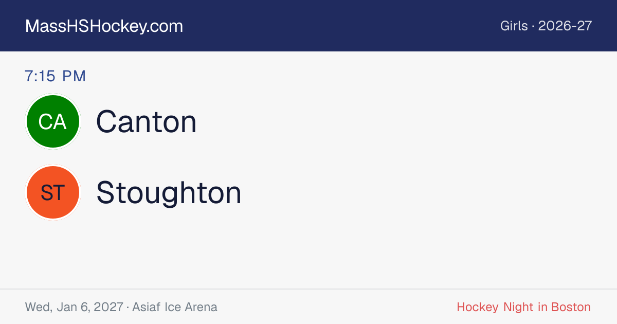 Canton at Stoughton score card