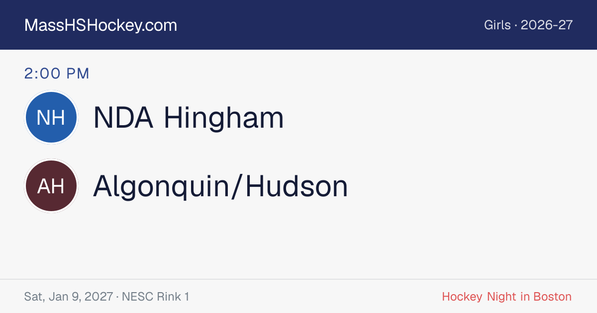 NDA Hingham at Algonquin/Hudson score card