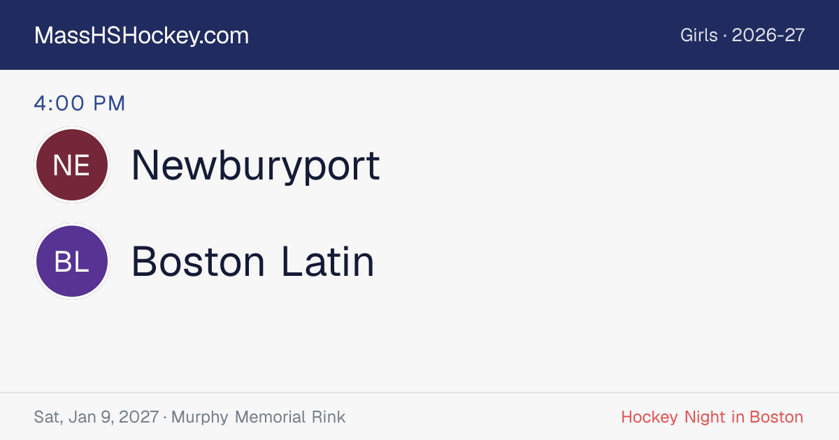 Newburyport at Boston Latin score card