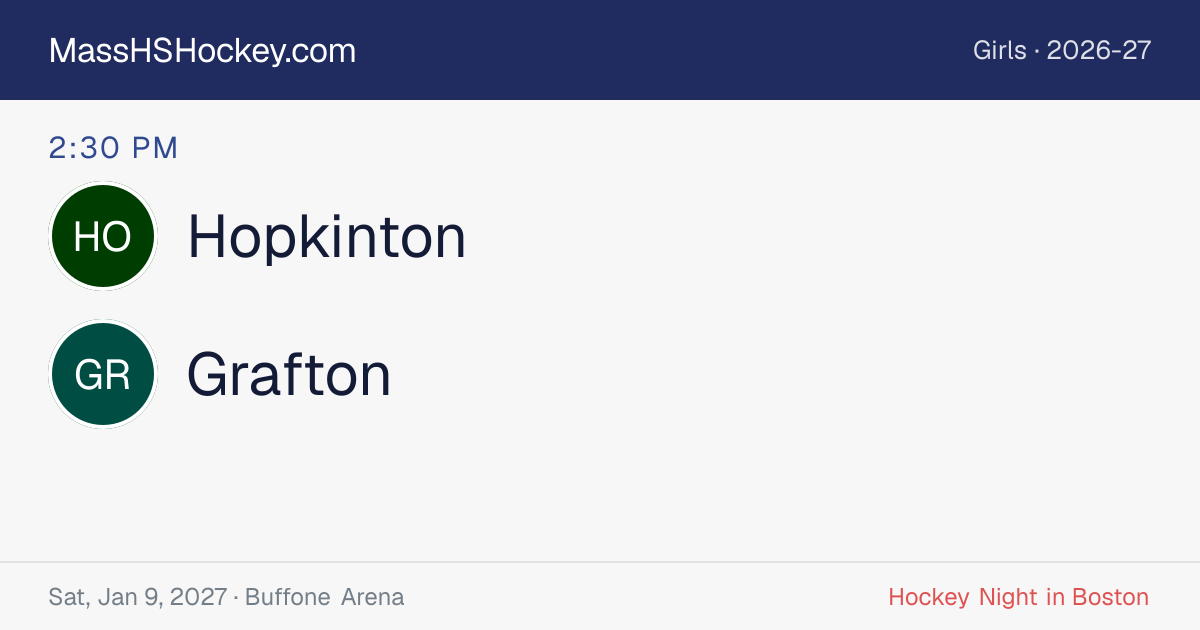 Hopkinton at Grafton score card