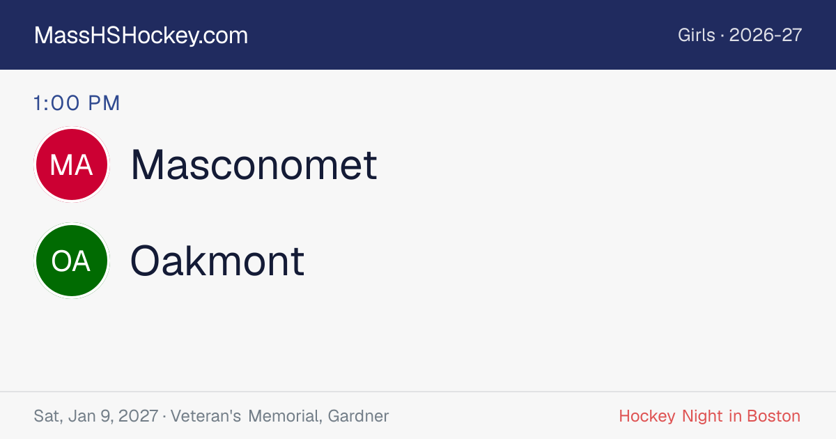 Masconomet at Oakmont score card