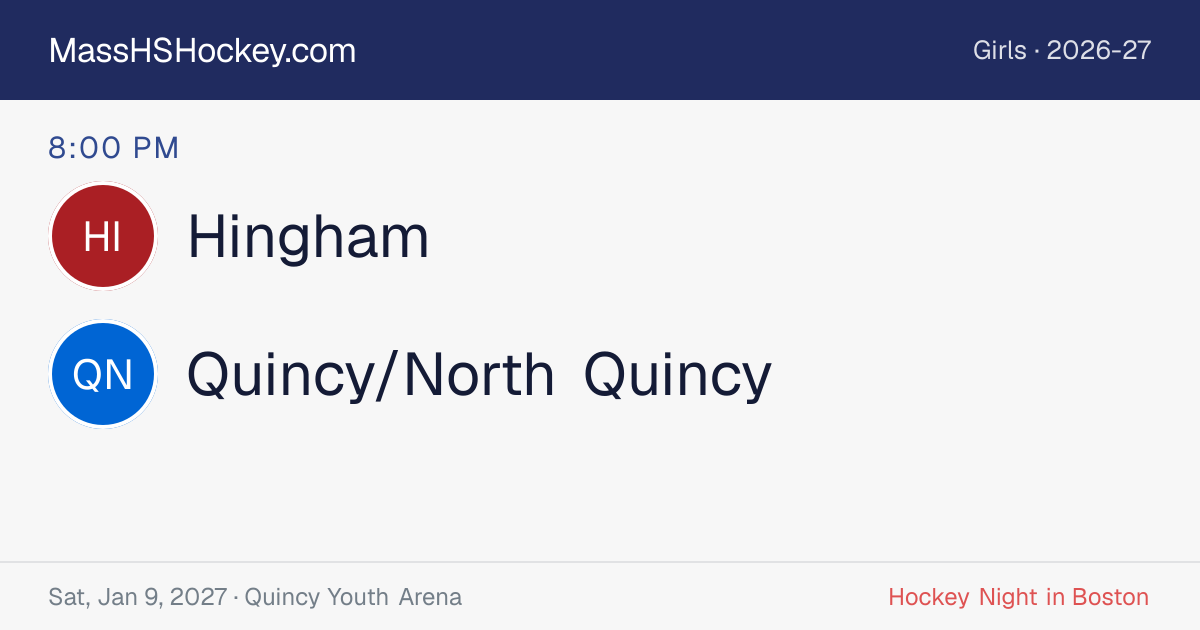 Hingham at Quincy/North Quincy score card