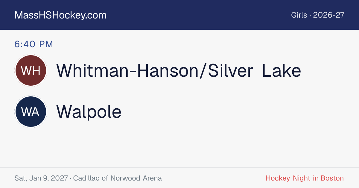 Whitman-Hanson/Silver Lake at Walpole score card