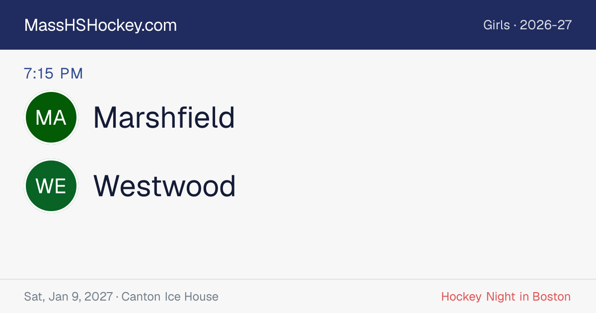 Marshfield at Westwood score card