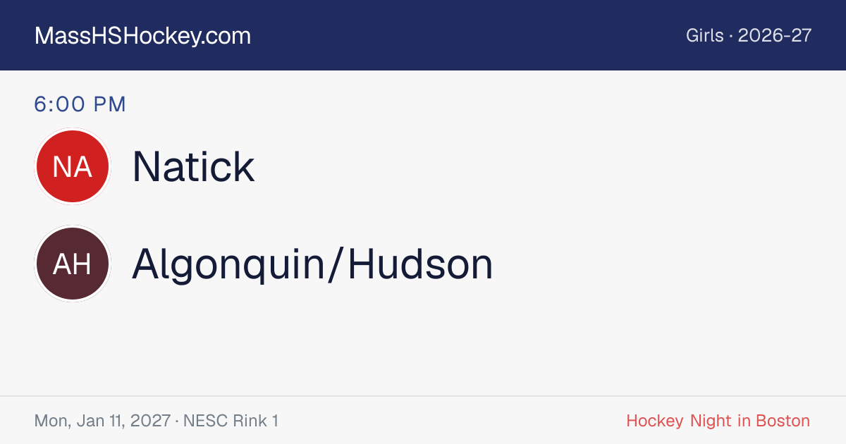 Natick at Algonquin/Hudson score card