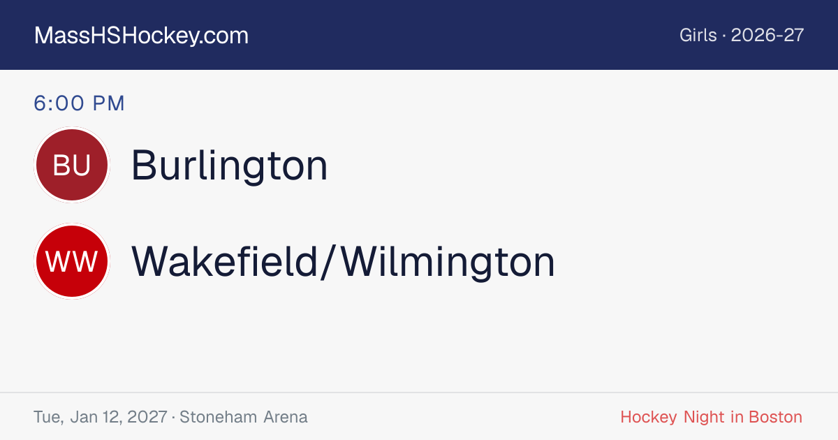 Burlington at Wakefield/Wilmington score card