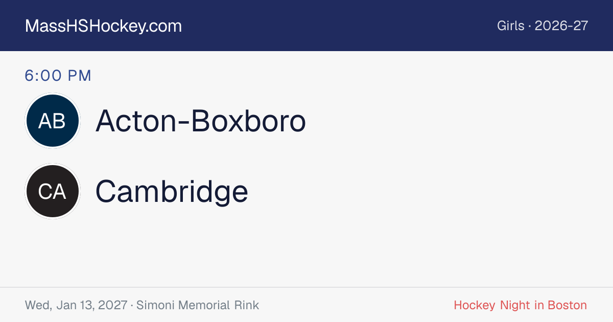 Acton-Boxboro at Cambridge score card