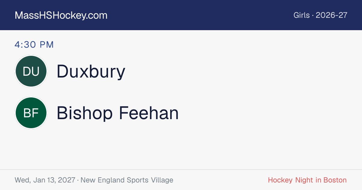 Duxbury at Bishop Feehan score card