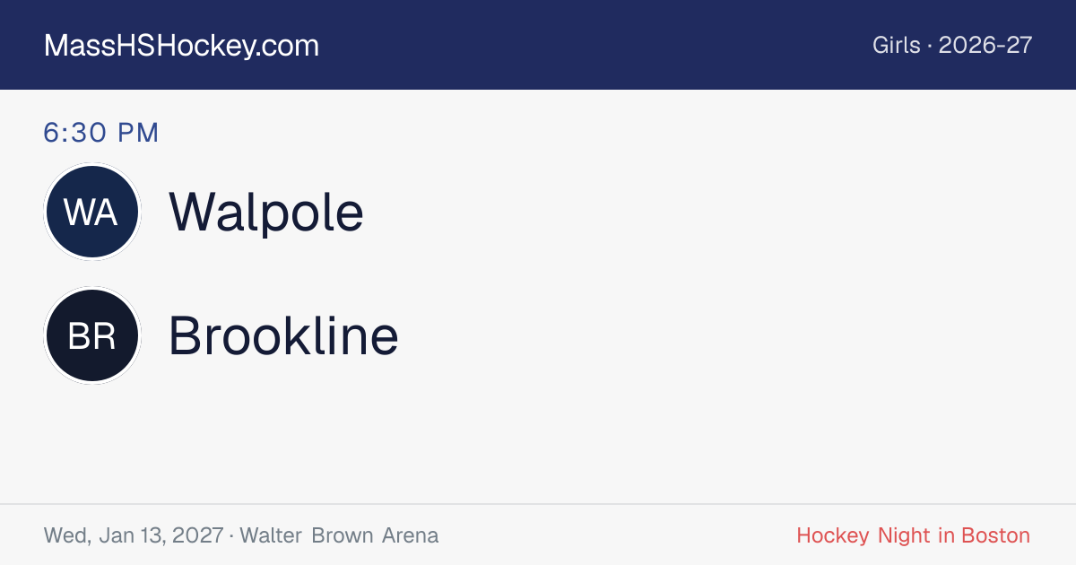 Walpole at Brookline score card