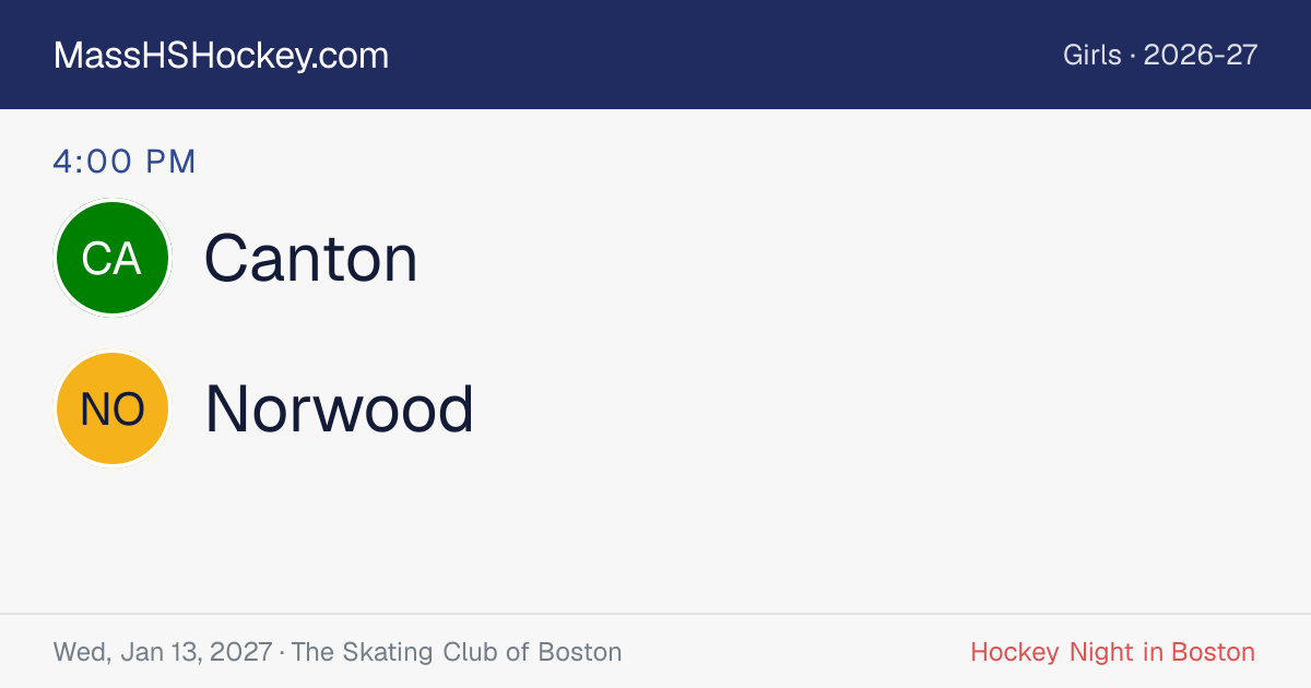 Canton at Norwood score card