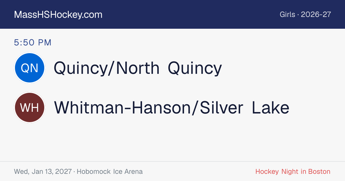 Quincy/North Quincy at Whitman-Hanson/Silver Lake score card