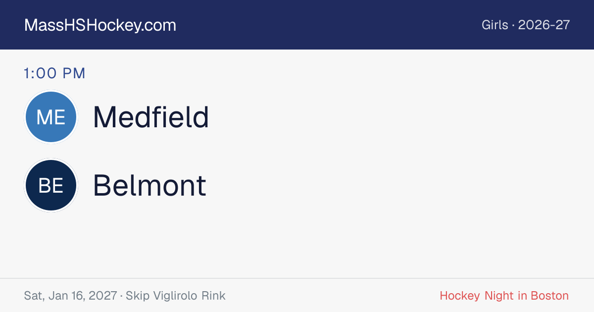 Medfield at Belmont score card
