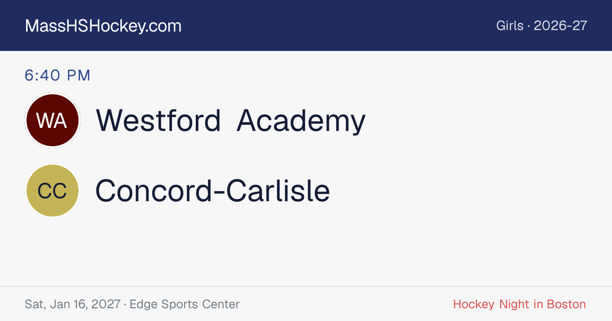 Westford Academy at Concord-Carlisle score card