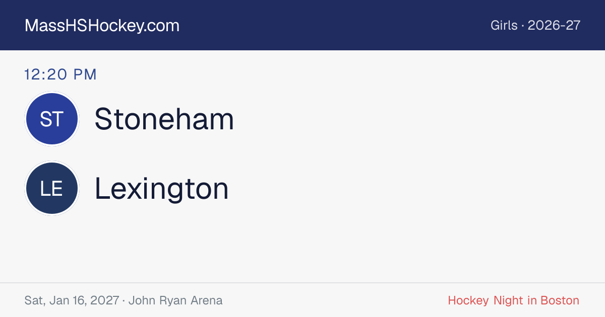 Stoneham at Lexington score card