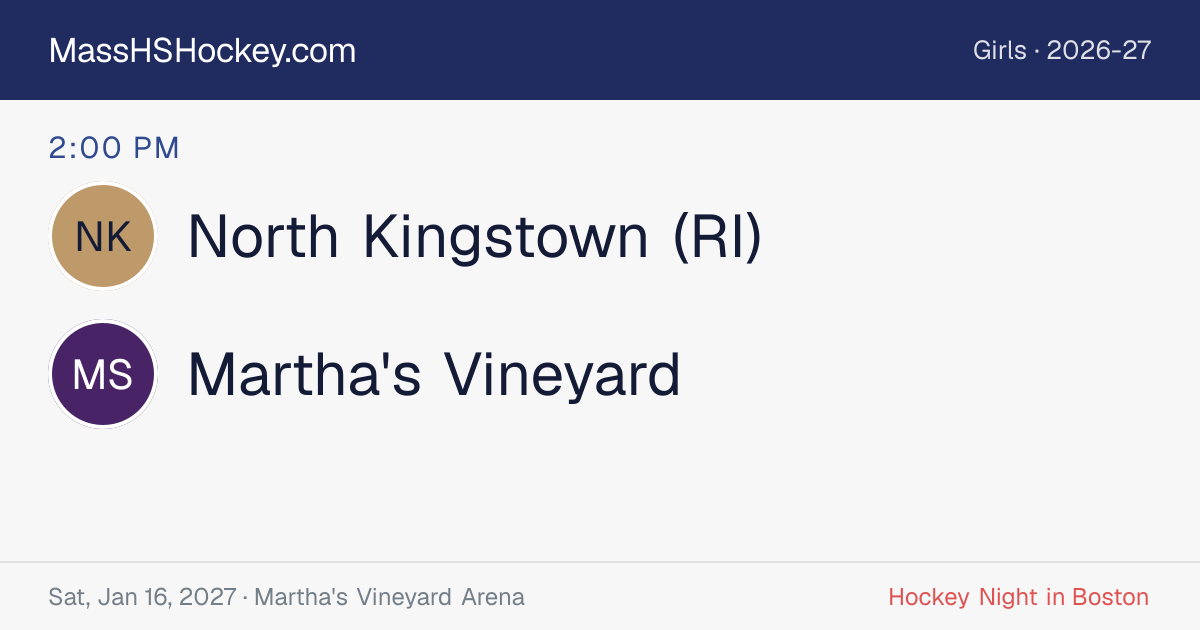 North Kingstown (RI) at Martha's Vineyard score card