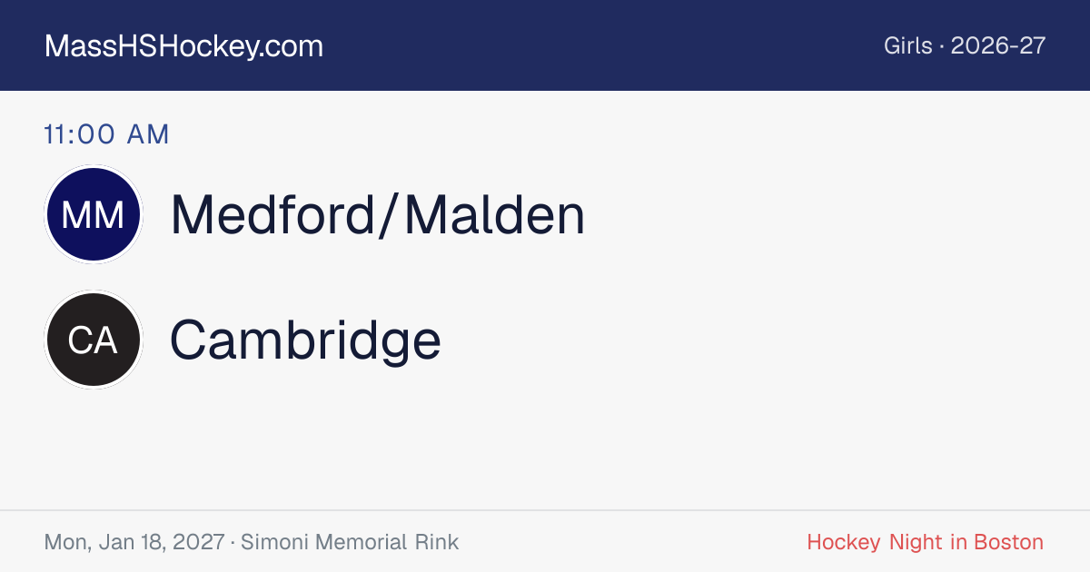 Medford/Malden at Cambridge score card