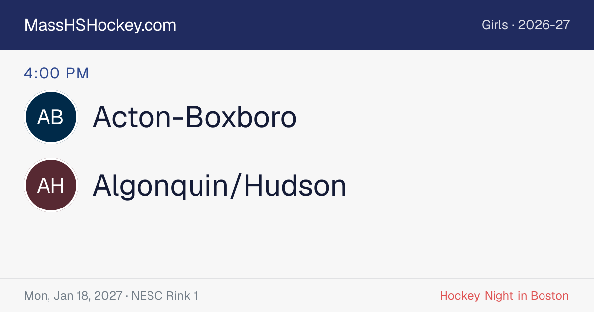 Acton-Boxboro at Algonquin/Hudson score card