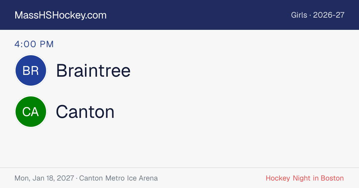 Braintree at Canton score card