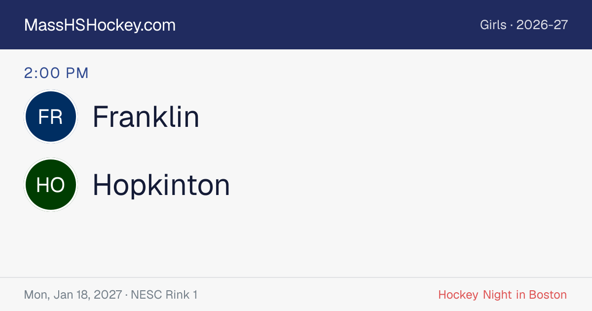 Franklin at Hopkinton score card