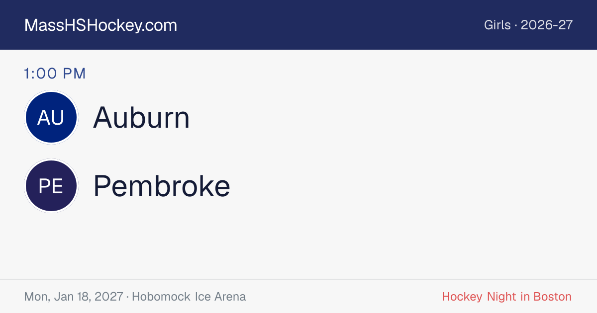 Auburn at Pembroke score card