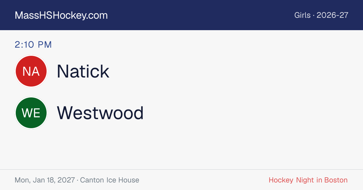 Natick at Westwood score card