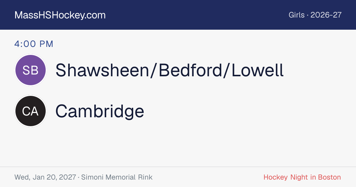 Shawsheen/Bedford/Lowell at Cambridge score card