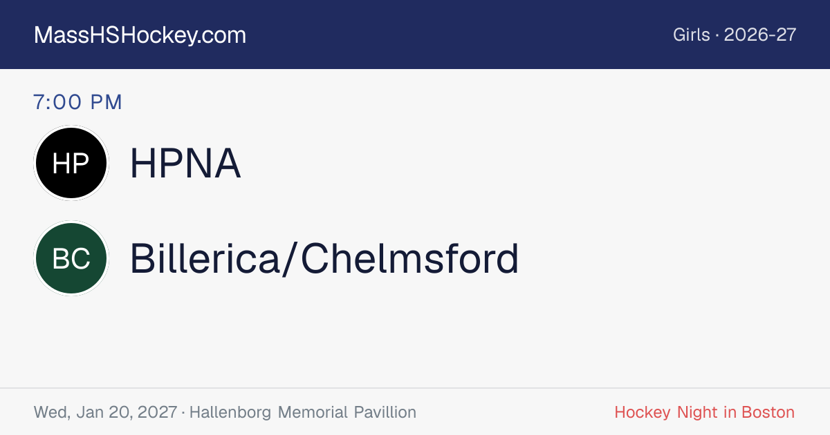 HPNA at Billerica/Chelmsford score card