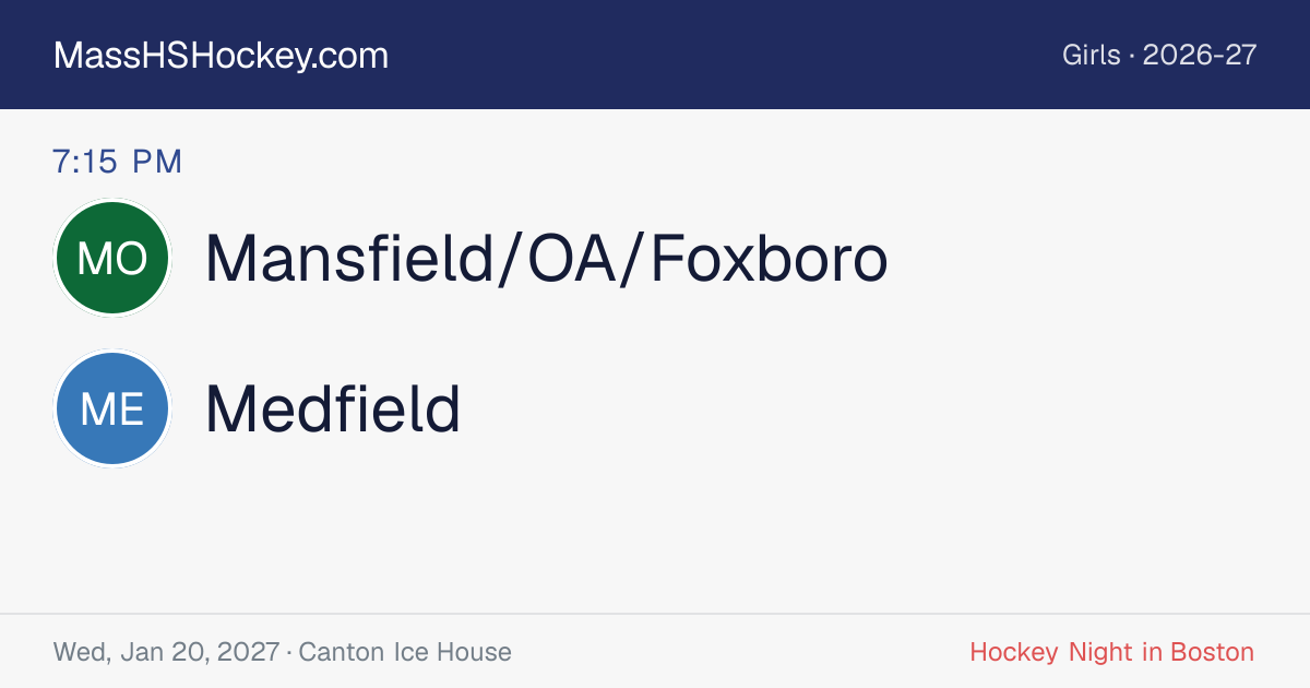 Mansfield/OA/Foxboro at Medfield score card