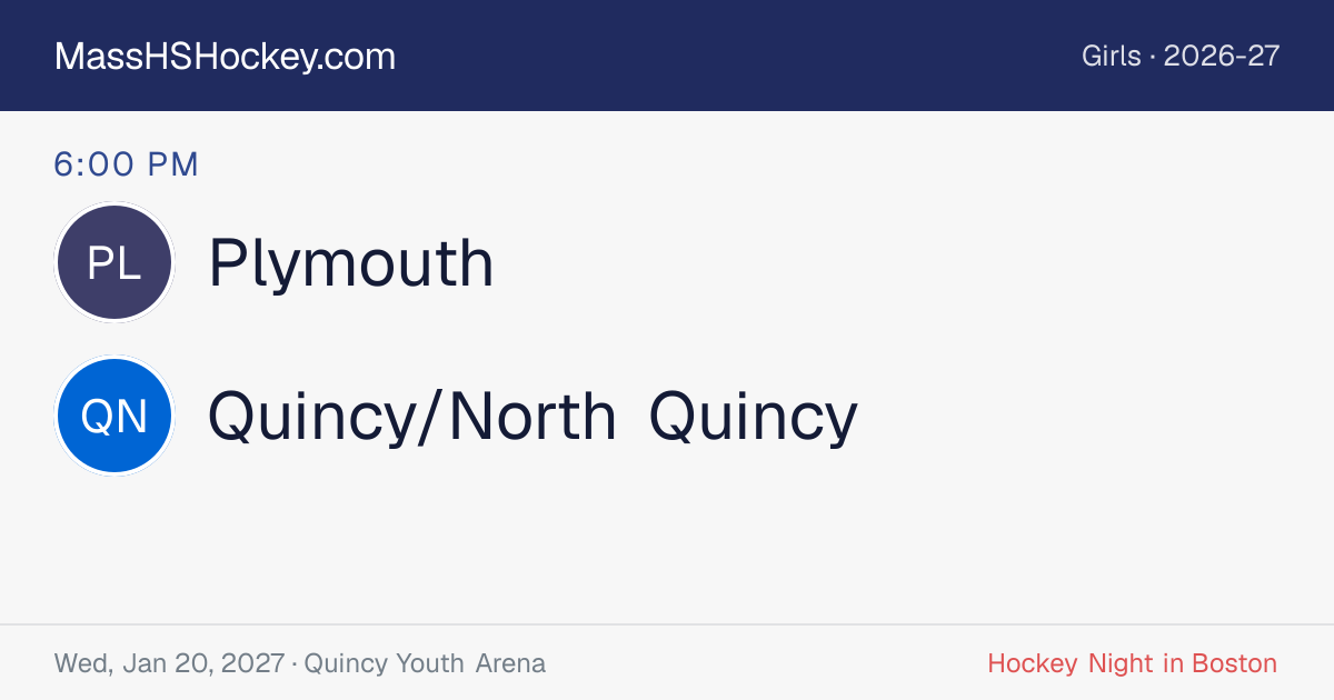 Plymouth at Quincy/North Quincy score card