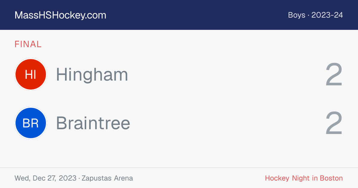 Hingham at Braintree score card