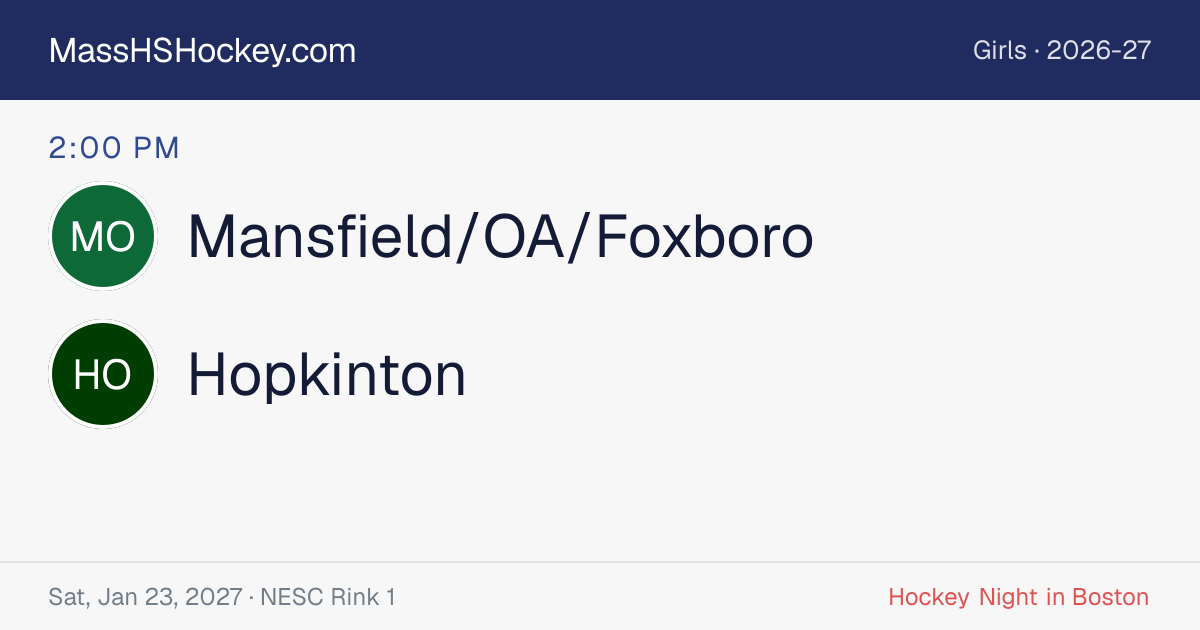 Mansfield/OA/Foxboro at Hopkinton score card