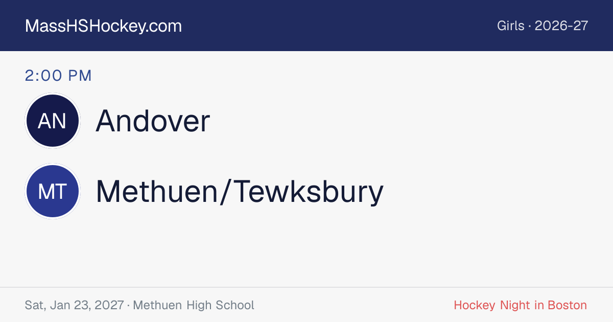 Andover at Methuen/Tewksbury score card