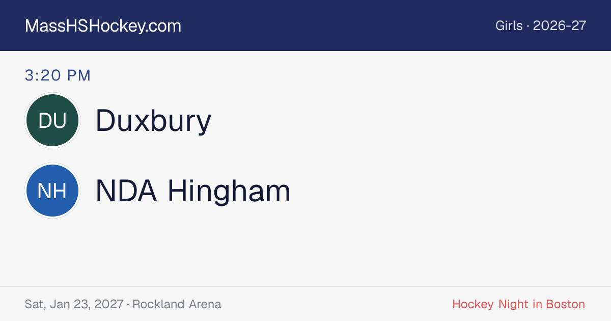 Duxbury at NDA Hingham score card