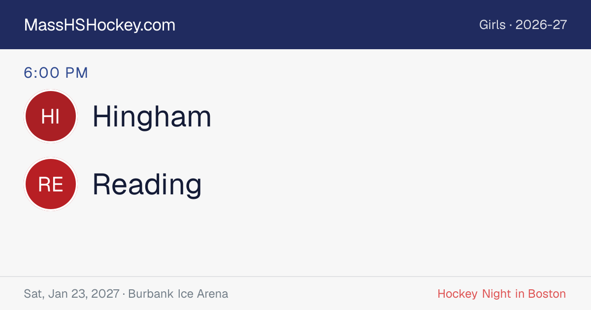Hingham at Reading score card