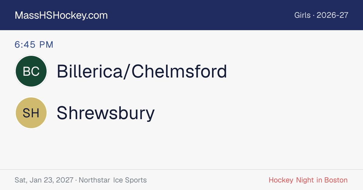Billerica/Chelmsford at Shrewsbury score card