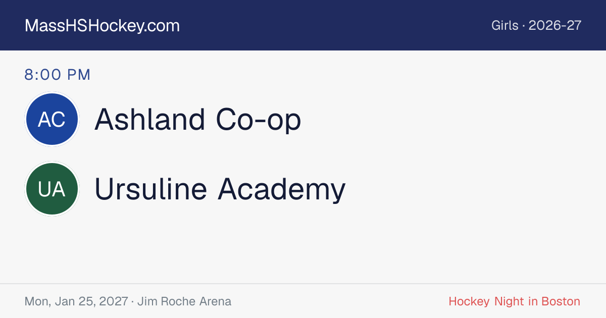 Ashland Co-op at Ursuline Academy score card