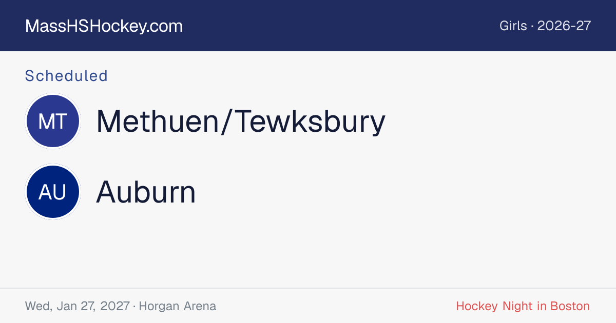 Methuen/Tewksbury at Auburn score card