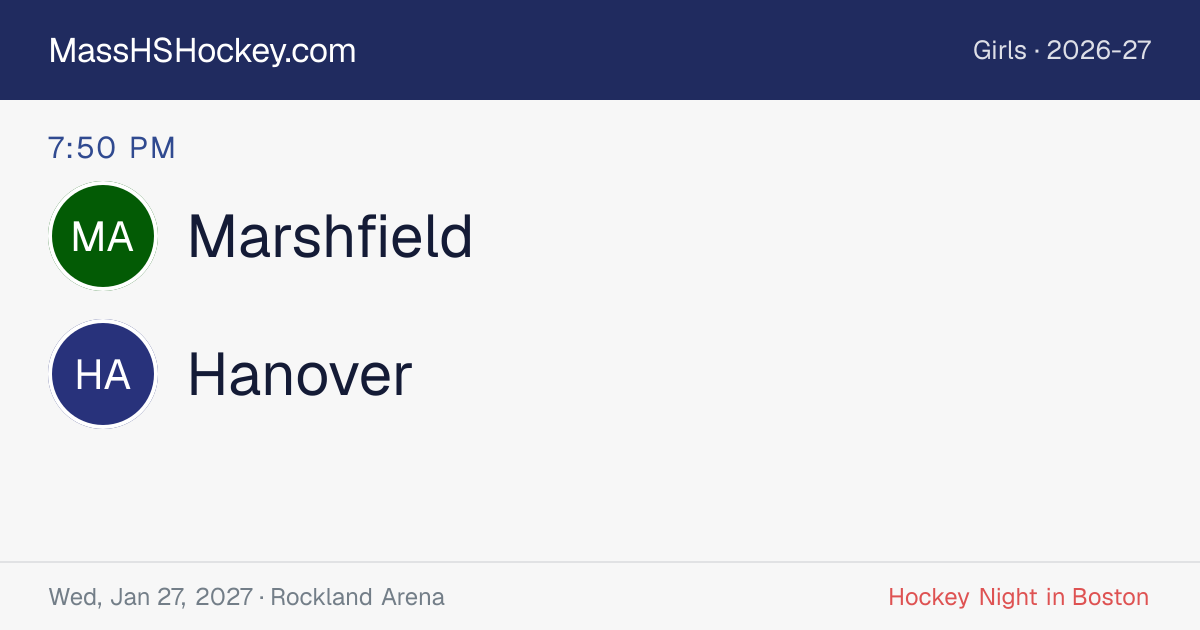 Marshfield at Hanover score card