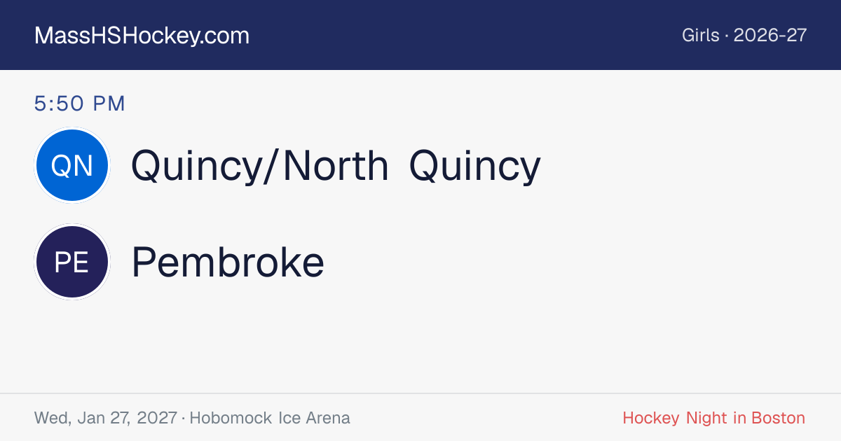 Quincy/North Quincy at Pembroke score card