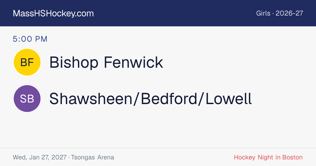 Bishop Fenwick at Shawsheen/Bedford/Lowell score card