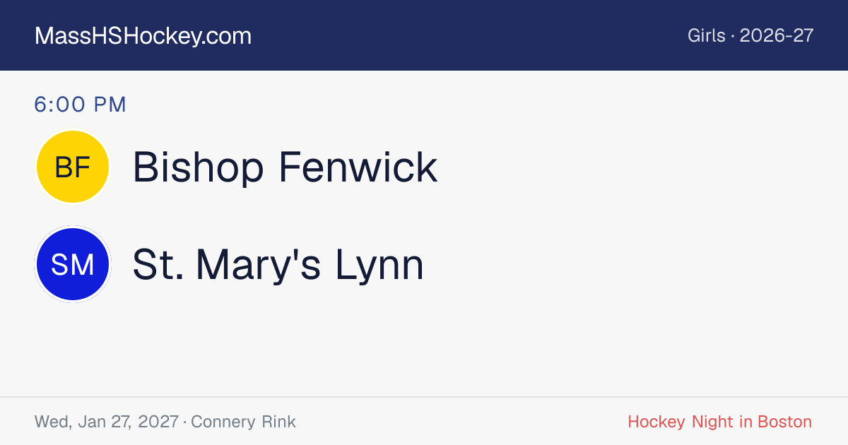 Bishop Fenwick at St. Mary's Lynn score card