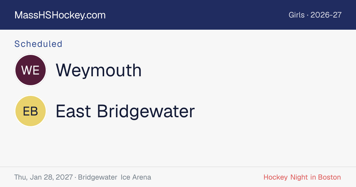 Weymouth at East Bridgewater score card