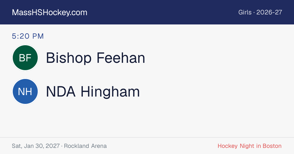 Bishop Feehan at NDA Hingham score card